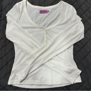 Edikted White Ribbed Button Down Top